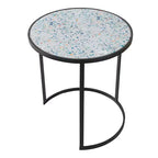 Set of 2 Round Stacking End Tables with Metal Frame