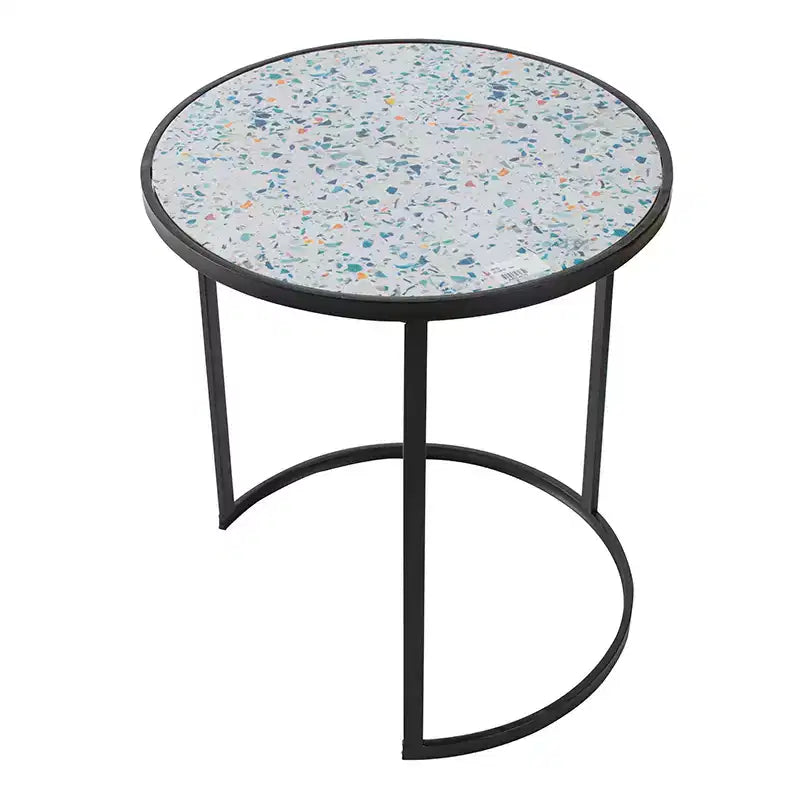 Set of 2 Round Stacking End Tables with Metal Frame