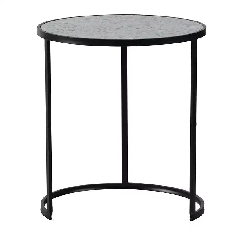 Set of 2 Round Stacking End Tables with Metal Frame