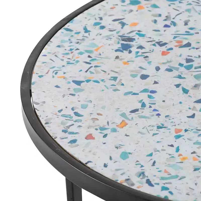 Set of 2 Round Stacking End Tables with Metal Frame
