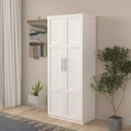 Tall Wardrobe Closet2 Doors, Contemporary Storage Cabinet with Shelves, Freestanding Wardrobe Closet & Cabinet for Bedroom