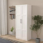 Tall Wardrobe Closet2 Doors, Contemporary Storage Cabinet with Shelves, Freestanding Wardrobe Closet & Cabinet for Bedroom