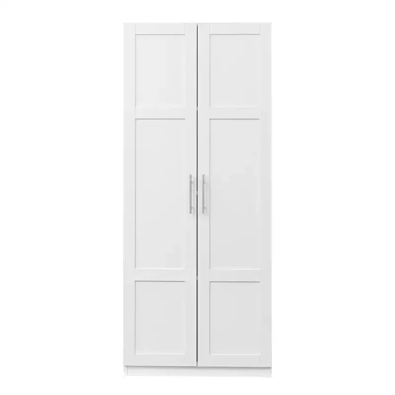 Tall Wardrobe Closet2 Doors, Contemporary Storage Cabinet with Shelves, Freestanding Wardrobe Closet & Cabinet for Bedroom