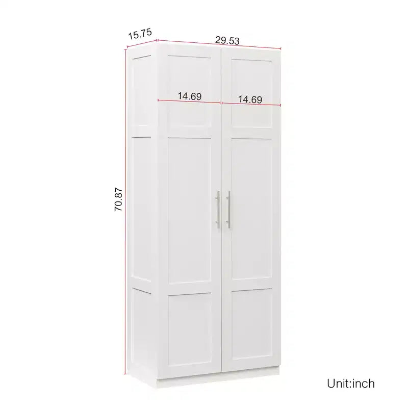 Tall Wardrobe Closet2 Doors, Contemporary Storage Cabinet with Shelves, Freestanding Wardrobe Closet & Cabinet for Bedroom