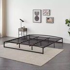 6 Inch Black Full Size Bed Frame No Box Spring Needed, Low Bed Frame Full Size,Heavy Duty Metal Platform Beds with Sturdy Steal Slats