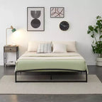6 Inch Black Full Size Bed Frame No Box Spring Needed, Low Bed Frame Full Size,Heavy Duty Metal Platform Beds with Sturdy Steal Slats