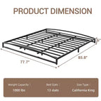 6 Inch Black Full Size Bed Frame No Box Spring Needed, Low Bed Frame Full Size,Heavy Duty Metal Platform Beds with Sturdy Steal Slats