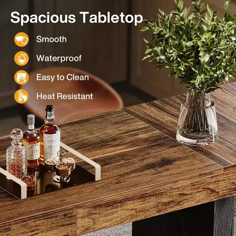 Lantine 70.9 Extra Long Bar Table, Industrial Counter Height Table, Rectangular Bar Height Tables for Kitchen, Dining Room, Pub
