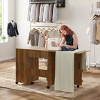 COZONY Folding Sewing Table with Storage, Locking Wheels & Sliding Drawer - Mobile Craft Station for Small Spaces