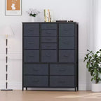 Storage Dresser, Fabric Dresser 15-Drawer Tall Organizer with Wood Top & Metal Structure for Bedroom Living Room Hallway Entryway