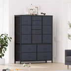 Storage Dresser, Fabric Dresser 15-Drawer Tall Organizer with Wood Top & Metal Structure for Bedroom Living Room Hallway Entryway
