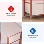 Storage Dresser, Fabric Dresser 15-Drawer Tall Organizer with Wood Top & Metal Structure for Bedroom Living Room Hallway Entryway