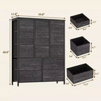 Storage Dresser, Fabric Dresser 15-Drawer Tall Organizer with Wood Top & Metal Structure for Bedroom Living Room Hallway Entryway