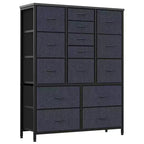 Storage Dresser, Fabric Dresser 15-Drawer Tall Organizer with Wood Top & Metal Structure for Bedroom Living Room Hallway Entryway