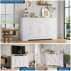 Modern Wooden Sideboard Buffet Cabinet with Drawer & 4 Doors, Freestanding Storage Credenza for Kitchen Dining Room Living Room Coffee Bar