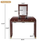 GDFStudio Amelia Vintage Wood Vanity Desk with Flip Mirror and 2 Drawers