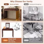 GDFStudio Amelia Vintage Wood Vanity Desk with Flip Mirror and 2 Drawers