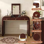 GDFStudio Amelia Vintage Wood Vanity Desk with Flip Mirror and 2 Drawers