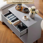 3 Drawer Dresser for Bedroom, Fluted Modern Nightstand, Chest of Drawers, Wooden Dresser Organizer, Side Table for Living Room, Hallway