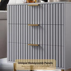 3 Drawer Dresser for Bedroom, Fluted Modern Nightstand, Chest of Drawers, Wooden Dresser Organizer, Side Table for Living Room, Hallway