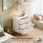 3 Drawer Dresser for Bedroom, Fluted Modern Nightstand, Chest of Drawers, Wooden Dresser Organizer, Side Table for Living Room, Hallway