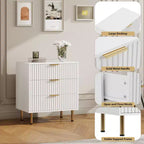 3 Drawer Dresser for Bedroom, Fluted Modern Nightstand, Chest of Drawers, Wooden Dresser Organizer, Side Table for Living Room, Hallway