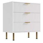 3 Drawer Dresser for Bedroom, Fluted Modern Nightstand, Chest of Drawers, Wooden Dresser Organizer, Side Table for Living Room, Hallway