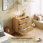 3 Drawer Dresser for Bedroom, Fluted Modern Nightstand, Chest of Drawers, Wooden Dresser Organizer, Side Table for Living Room, Hallway