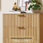 3 Drawer Dresser for Bedroom, Fluted Modern Nightstand, Chest of Drawers, Wooden Dresser Organizer, Side Table for Living Room, Hallway
