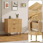 3 Drawer Dresser for Bedroom, Fluted Modern Nightstand, Chest of Drawers, Wooden Dresser Organizer, Side Table for Living Room, Hallway