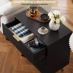 3 Drawer Dresser for Bedroom, Fluted Modern Nightstand, Chest of Drawers, Wooden Dresser Organizer, Side Table for Living Room, Hallway