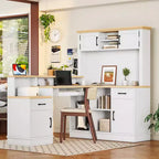 TUYOHW 76.7 L-Shaped Computer Desk,Writing Desk with Outlet,Drawers & Bookshelf,Modern Corner Desk with Storage for Gaming,Study,Home Office