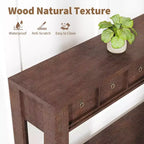 59'' Farmhouse Console Table, Wooden Entryway Table with 2 Drawers & 2-Tier Open Storage Shelf, Sturdy l-Shape Legs, Scratch-Resistant MDF