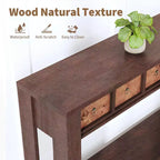 59'' Farmhouse Console Table, Wooden Entryway Table with 2 Drawers & 2-Tier Open Storage Shelf, Sturdy l-Shape Legs, Scratch-Resistant MDF