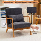 Mid-Century Modern Accent Chair Arm Chair Living Room Chairs with Pillow Upholstered Reading Chair with Solid Wood Frame & Living Room Bedroom Balcony
