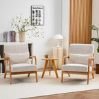 Mid-Century Modern Accent Chair Arm Chair Living Room Chairs with Pillow Upholstered Reading Chair with Solid Wood Frame & Living Room Bedroom Balcony