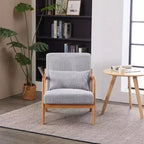 Mid-Century Modern Accent Chair Arm Chair Living Room Chairs with Pillow Upholstered Reading Chair with Solid Wood Frame & Living Room Bedroom Balcony