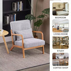 Mid-Century Modern Accent Chair Arm Chair Living Room Chairs with Pillow Upholstered Reading Chair with Solid Wood Frame & Living Room Bedroom Balcony