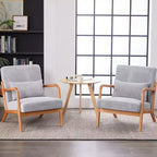 Mid-Century Modern Accent Chair Arm Chair Living Room Chairs with Pillow Upholstered Reading Chair with Solid Wood Frame & Living Room Bedroom Balcony