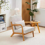 Mid-Century Modern Accent Chair Arm Chair Living Room Chairs with Pillow Upholstered Reading Chair with Solid Wood Frame & Living Room Bedroom Balcony