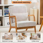 Mid-Century Modern Accent Chair Arm Chair Living Room Chairs with Pillow Upholstered Reading Chair with Solid Wood Frame & Living Room Bedroom Balcony