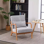 Mid-Century Modern Accent Chair Arm Chair Living Room Chairs with Pillow Upholstered Reading Chair with Solid Wood Frame & Living Room Bedroom Balcony