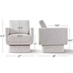 Modern Beige Chenille Swivel Accent Club Chair, 27 Wide Upholstered Square Armchair with 6.5 Thick Seat Cushion - Panipeachy