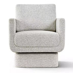 Modern Beige Chenille Swivel Accent Club Chair, 27 Wide Upholstered Square Armchair with 6.5 Thick Seat Cushion - Panipeachy