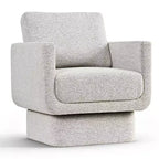 Modern Beige Chenille Swivel Accent Club Chair, 27 Wide Upholstered Square Armchair with 6.5 Thick Seat Cushion - Panipeachy