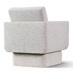 Modern Beige Chenille Swivel Accent Club Chair, 27 Wide Upholstered Square Armchair with 6.5 Thick Seat Cushion - Panipeachy