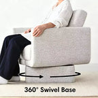 Modern Beige Chenille Swivel Accent Club Chair, 27 Wide Upholstered Square Armchair with 6.5 Thick Seat Cushion - Panipeachy