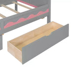 Twin Over Twin Bunk Bed Playful Kids House Bed with LED Lights, Storage Drawers & Staircase - ModernLuxe