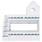Twin Over Twin Bunk Bed Playful Kids House Bed with LED Lights, Storage Drawers & Staircase - ModernLuxe