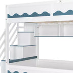 Twin Over Twin Bunk Bed Playful Kids House Bed with LED Lights, Storage Drawers & Staircase - ModernLuxe